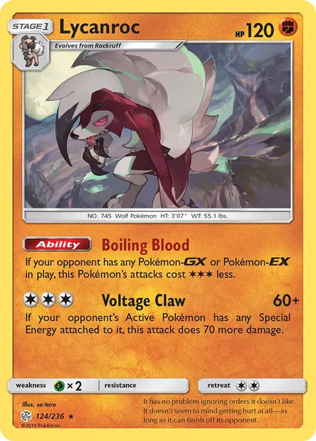 Lycanroc, Pokémon card CEC 124 — Cosmic Eclipse set