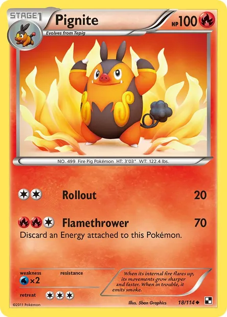 Pignite, Pokémon card BLW 18 — Black & White set