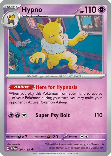 Hypno, Pokémon card MEW 097 — 151 set