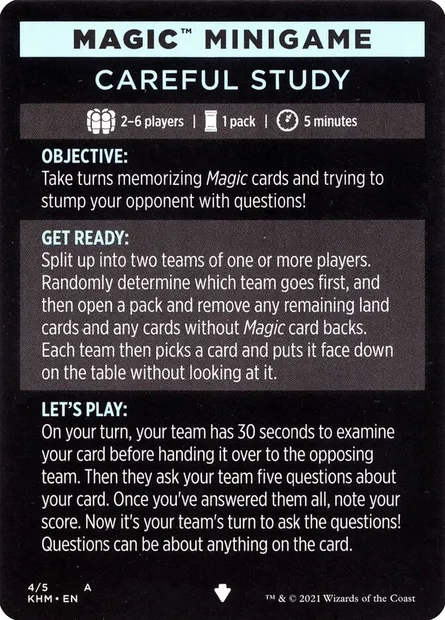 Careful Study (minigame) // Careful Study (cont'd), carte Magic MKHM 4 — extension Kaldheim Minigames