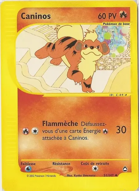 Caninos, carte Pokémon AQ 51 — extension Aquapolis