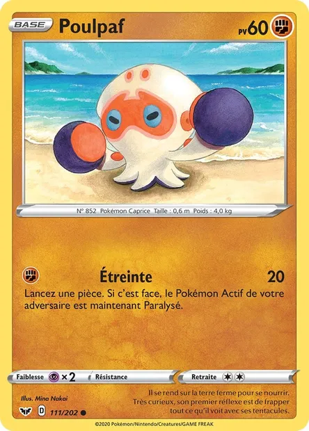 Poulpaf, carte Pokémon SSH 111 — extension Épée et Bouclier
