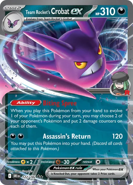 Team Rocket's Crobat ex, Pokémon card DRI 122 — Destined Rivals set
