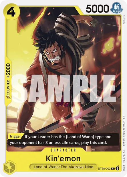 Kin'emon, One Piece card ST28-003 — GREEN/YELLOW Yamato set