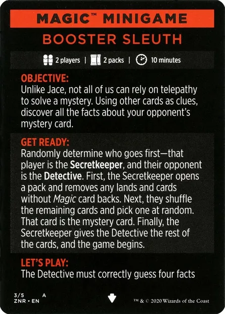 Booster Sleuth // Booster Sleuth (cont'd), carte Magic MZNR 3 — extension Zendikar Rising Minigames