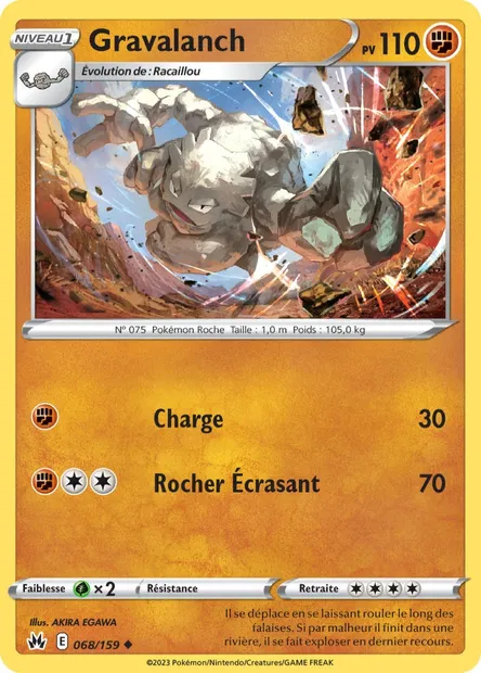 Gravalanch, carte Pokémon CRZ 068 — extension Zénith Suprême