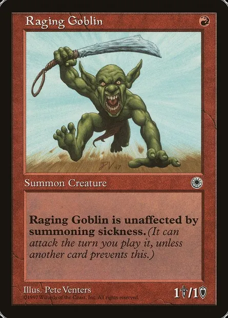 Raging Goblin, Magic card POR 145† — Portal set