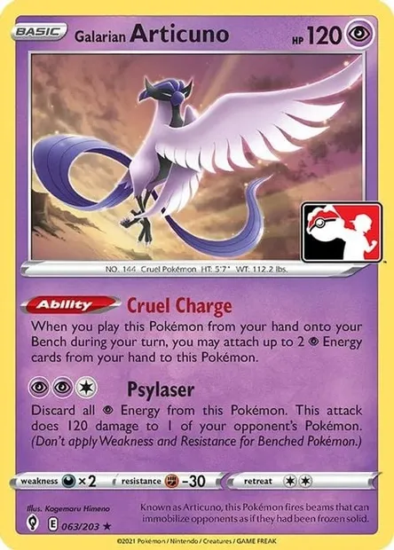 Galarian Articuno, Pokémon card PPS 063 — Play! Pokémon Prize Pack Series set