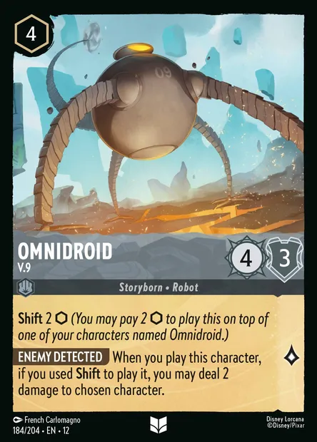 Omnidroid - V.9, Disney Lorcana card CH12-184 — Wilds Unknown set