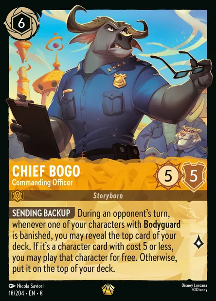 Chief Bogo - Commanding Officer, Disney Lorcana card CH8-018 — The Reign of Jafar set