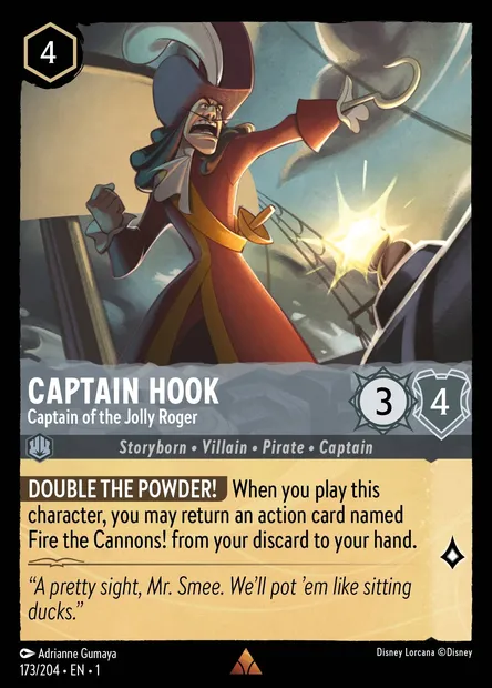 Captain Hook - Captain of the Jolly Roger, Disney Lorcana card CH1-173 — The First Chapter set