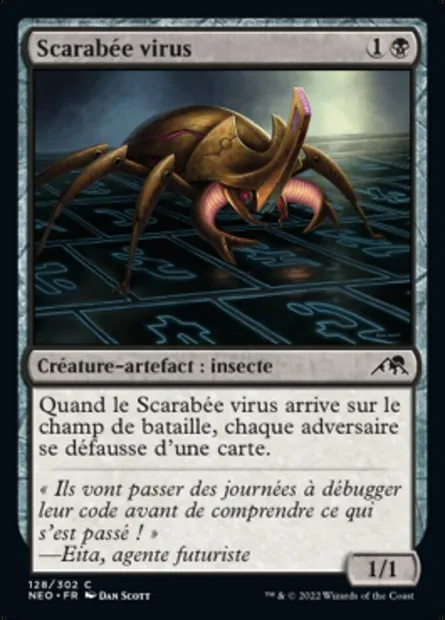 Scarabée virus, carte Magic NEO 128 — extension Kamigawa: La Dynastie Néon
