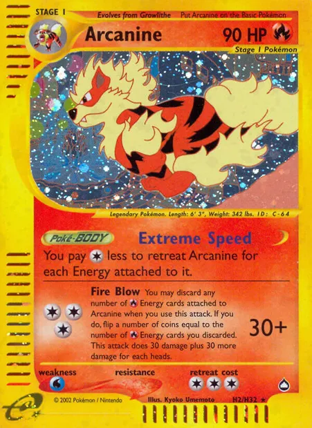Arcanin, carte Pokémon AQ H02 — extension Aquapolis