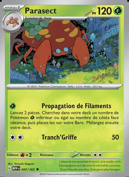 Parasect, carte Pokémon MEW 047 — extension 151