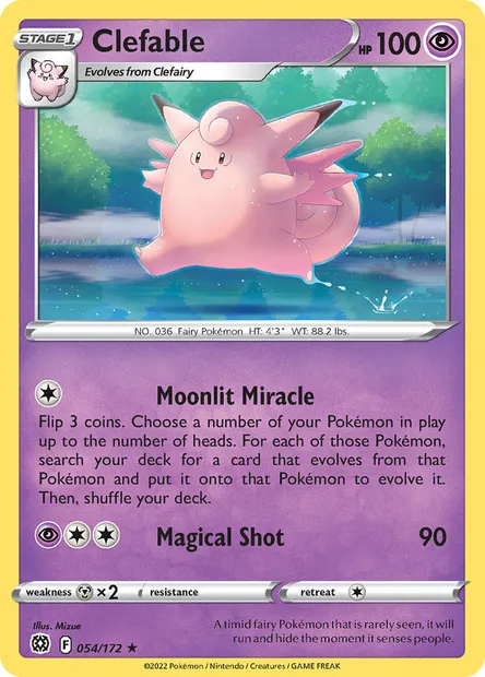 Clefable, Pokémon card BRS 054 — Brilliant Stars set