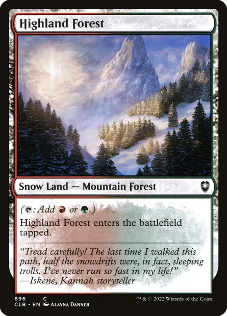 Highland Forest, Magic card CLB 896 — Commander Legends: Battle for Baldur's Gate set