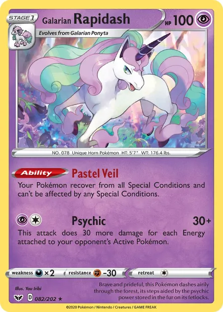 Galarian Rapidash, Pokémon card SSH 82 — Sword & Shield set