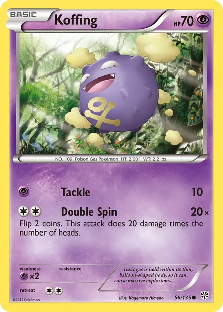 Koffing, Pokémon card PLS 56 — Plasma Storm set