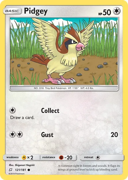 Pidgey, Pokémon card TEU 121 — Team Up set