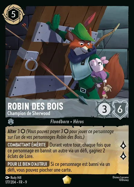Robin des Bois - Champion de Sherwood, carte Disney Lorcana CH9-177 — extension Fabuleux