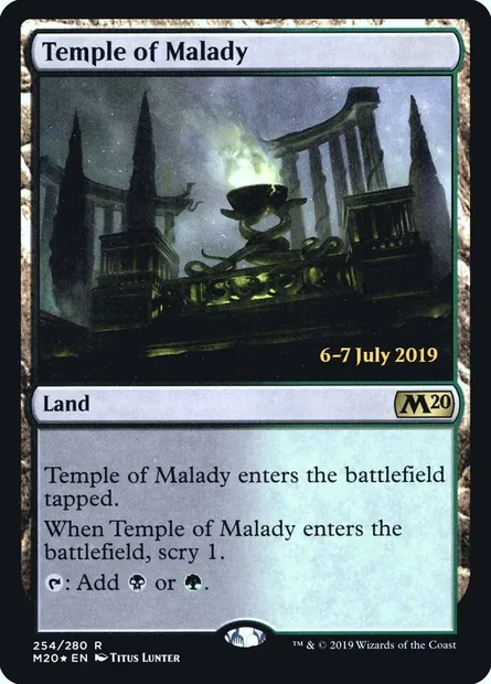 Temple de la maladie, carte Magic PM20 254s — extension Core Set 2020 Promos