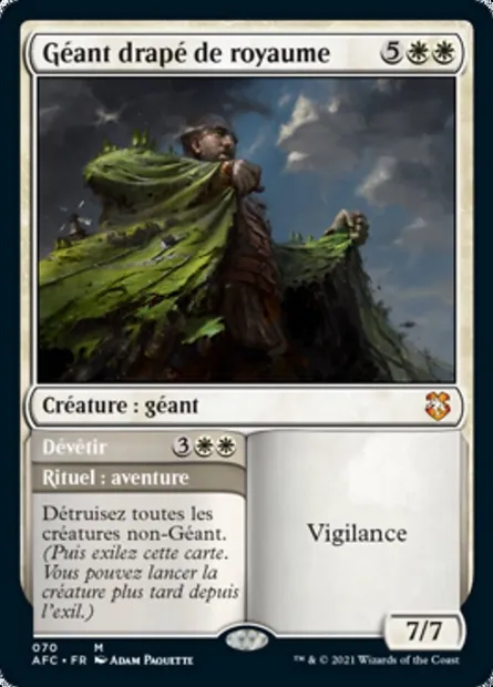 Géant drapé de royaume // Dévêtir, carte Magic AFC 70 — extension Forgotten Realms Commander