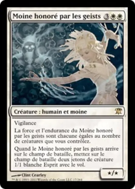Moine honoré par les geists, carte Magic ISD 17 — extension Innistrad