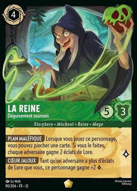 La Reine - Déguisement sournois, carte Disney Lorcana CH12-090 — extension Contrées Inconnues