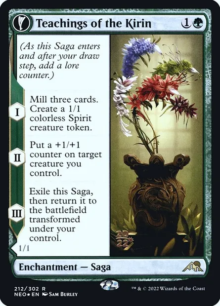 Enseignements des kirin // Orochi touché par les kirin, carte Magic PNEO 212s — extension Kamigawa: Neon Dynasty Promos