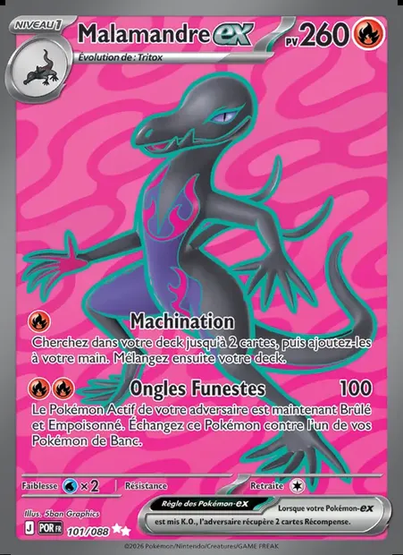 Malamandre-ex, carte Pokémon POR 101 — extension Équilibre Parfait
