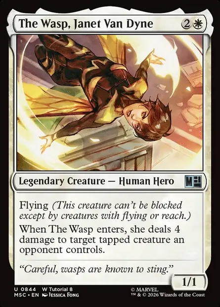 The Wasp, Janet Van Dyne, Magic card MSC 844 — Marvel Super Heroes Commander set