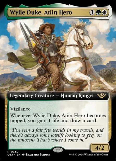Wylie Duke, Atiin Hero, Magic card OTJ 367 — Outlaws of Thunder Junction set