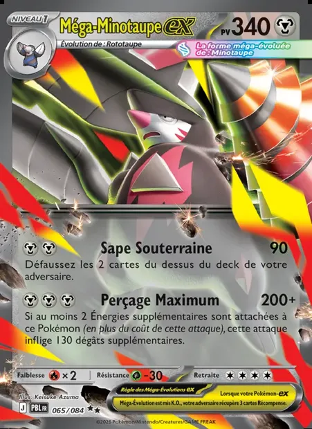 Méga-Minotaupe-ex, carte Pokémon PBL 065 — extension Nuit Noire