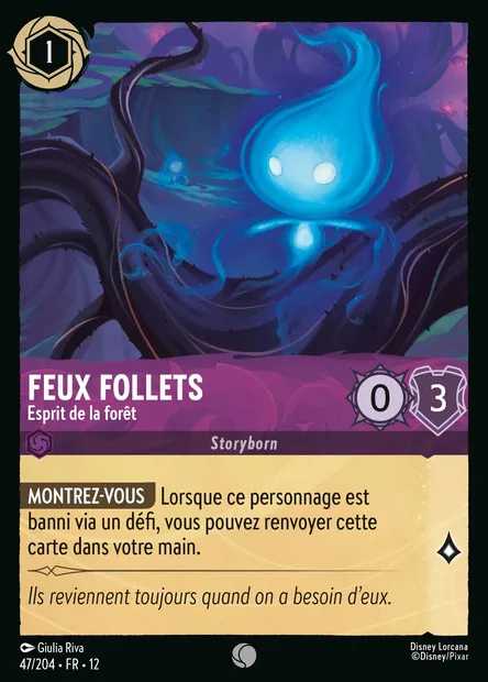 Feux follets - Esprit de la forêt, carte Disney Lorcana CH12-047 — extension Contrées Inconnues