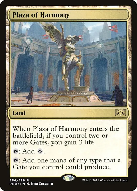 Plaza of Harmony, Magic card RNA 254 — Ravnica Allegiance set