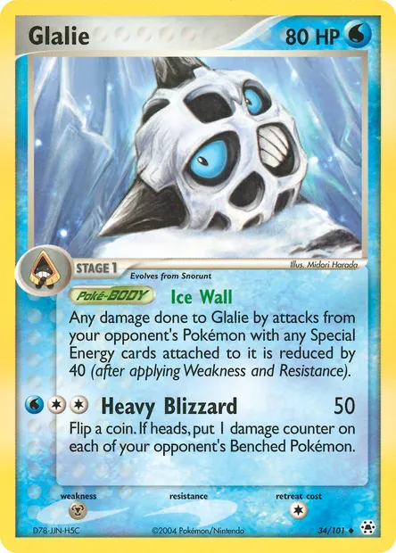 Glalie, Pokémon card HL 34 — Hidden Legends set