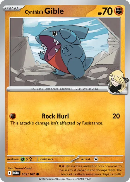 Cynthia's Gible, Pokémon card DRI 102 — Destined Rivals set