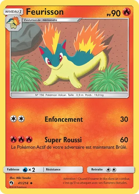 Feurisson, carte Pokémon LOT 41 — extension Tonnerre Perdu