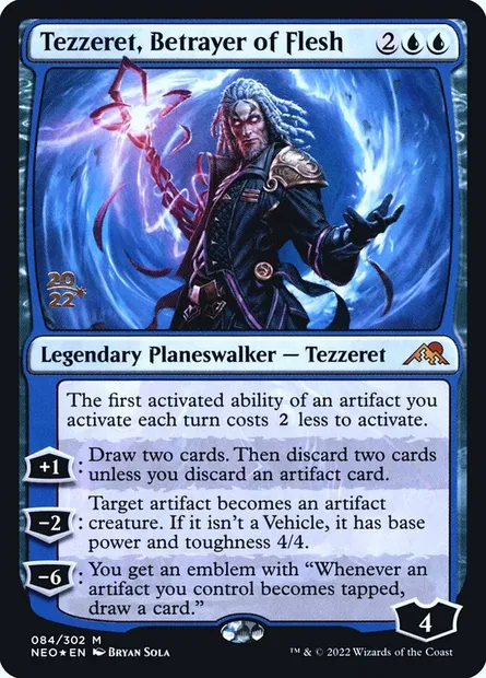 Tezzeret, Betrayer of Flesh, Magic card PNEO 84s — Kamigawa: Neon Dynasty Promos set