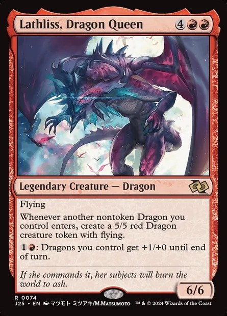 Lathliss, Dragon Queen, Magic card J25 74 — Foundations Jumpstart set
