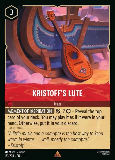 Kristoff's Lute, Disney Lorcana card CH11-133 — Winterspell set