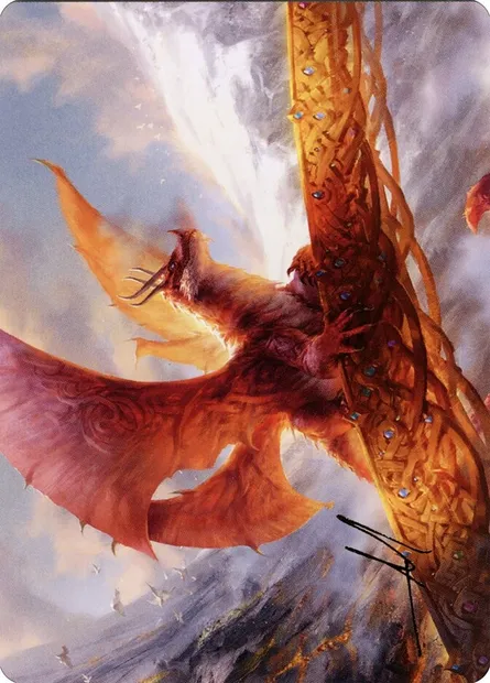 Goldspan Dragon // Goldspan Dragon, Magic card AKHM 35 — Kaldheim Art Series set
