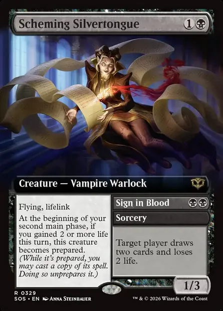 Scheming Silvertongue // Sign in Blood, Magic card SOS 329 — Secrets of Strixhaven set