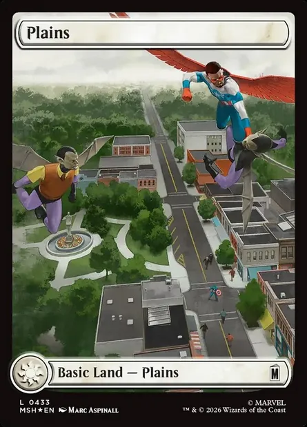 Plains, Magic card MSH 433 — Marvel Super Heroes set
