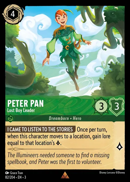 Peter Pan - Lost Boy Leader, Disney Lorcana card CH3-082 — Into the Inklands set