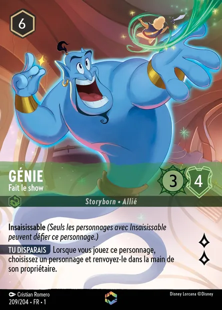 Génie - Fait le show, carte Disney Lorcana CH1-209 — extension Premier Chapitre