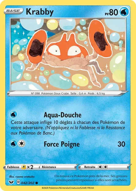 Krabby, carte Pokémon SSH 42 — extension Épée et Bouclier