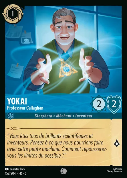 Yokai - Professeur Callaghan, carte Disney Lorcana CH6-158 — extension La Mer Azurite