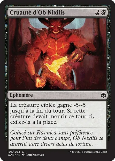 Cruauté d'Ob Nixilis, carte Magic WAR 101 — extension La guerre des Planeswalkers