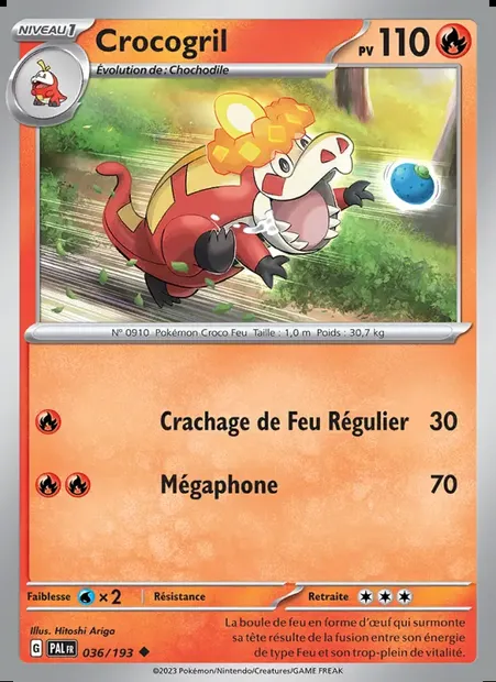 Crocogril, carte Pokémon PAL 036 — extension Évolutions à Paldea